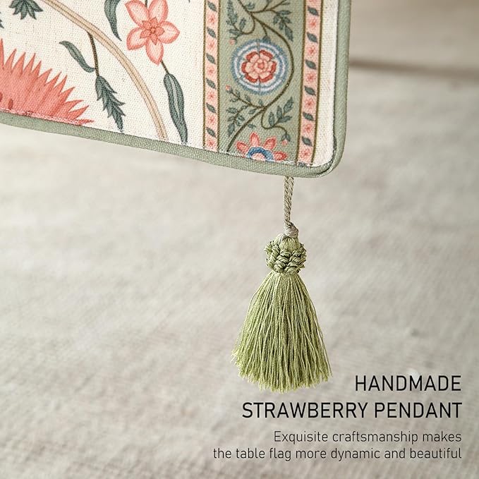 ISAENNE Designer Vintage Linen Table Runner 87 Inches Long,Elegant Floral Pattern Wrinkle Resistant Table Runners for Dining Tables,Thanksgiving,Kitchen Tables,Christmas,12"*87"-Daffy B