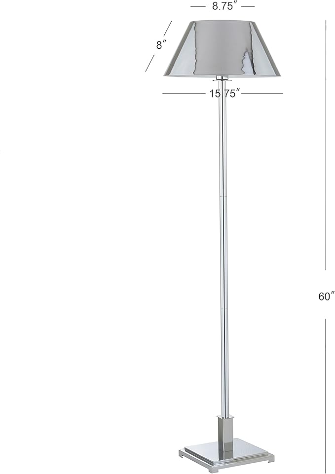 JONATHAN Y JYL6005A Roxy 60" Metal LED Floor Lamp, Contemporary, Modern, Transitional, Office, Living Room, Family Room, Dining Room, Bedroom, Hallway, Foyer, Chrome