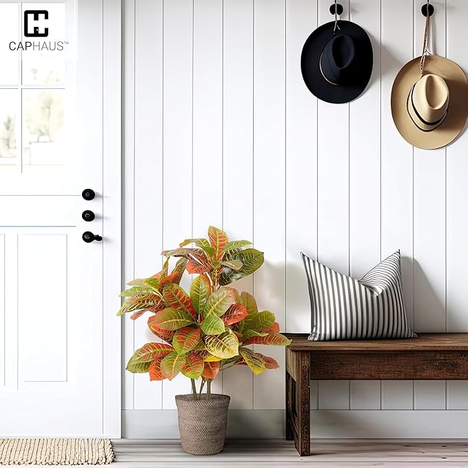 CAPHAUS 30 Inch Artificial Croton Tree Potted Plant - Realistic Faux Tropical Plant with UV Resistance, Low Maintenance Indoor Outdoor Decor for Front Porch, Patio, Houseplant