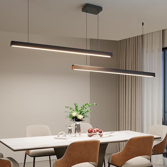 Linear Pendant Light Fixtures, LED Island Lights with Remote, Modern Pendant Light for Kitchen Island Dining Room Billiard Room Office Bar, 3000k-6000k Dimmable