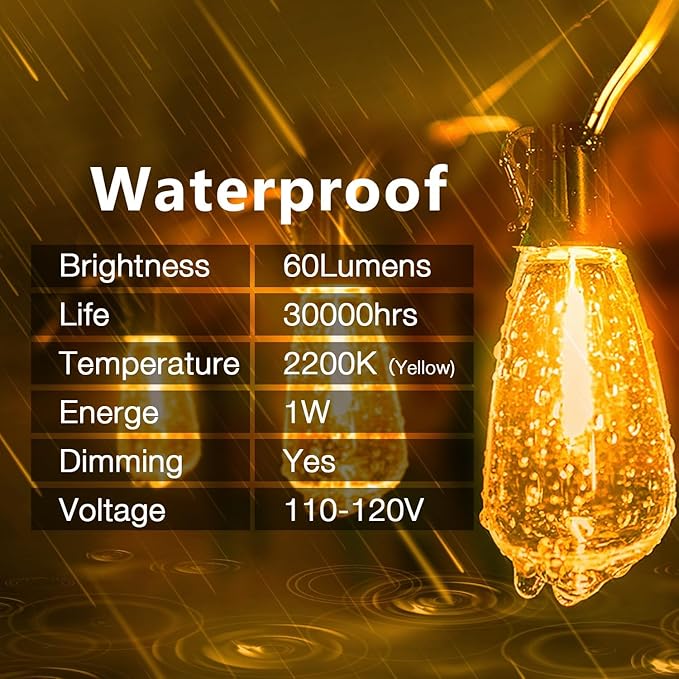DAYBETTER 120ft Extra Long Outdoor String Lights,2200K 40 Shatterproof ST38 Bulbs Commercial Grade Weatherproof String Lights for Outside Patio, Garden, Backyard & Parties