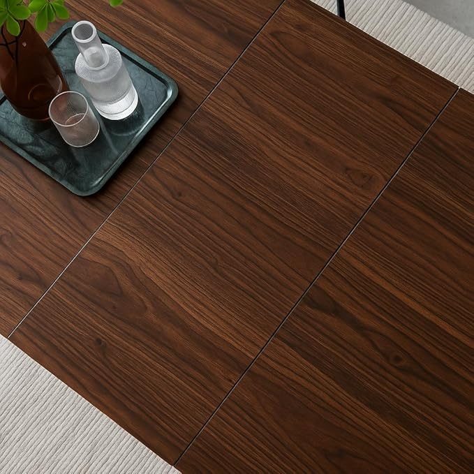 63''-79'' Retractable Modern Dining Table And Chair Combination, 6/8 People Family Dining Table Set, Industrial Style Wooden Table Top + Metal Table Legs, Soft-Pack Dining Chair, Suitable For Kitchen