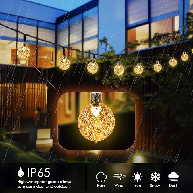 Battery Operated String Lights Waterproof 16FT 30 LED 8 Modes Fairy Garden Globe String Lights with Timer for Christmas Tree Holiday Outdoor Indoor Patio Party Decor, Warm White (2 Pack)