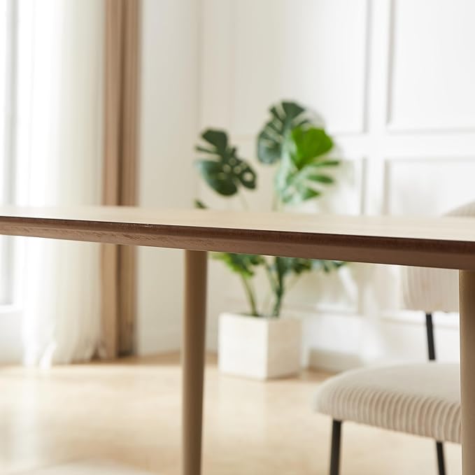 Modern 4-Piece Dining Table Set with Leather Chairs | 55.1 Inch Wood Kitchen Table & 4 Black Leather Seats | Space-Saving Durable Furniture for Small Spaces, Dining Room, Breakfast Nook