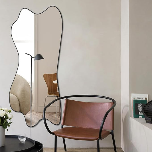Irregular Mirror, Large Asymmetrical Wall Mirror, 47.2"x21.2" Modern Wavy Frameless Mirrors, Odd Shaped Mirrors for Living Room Bathroom Bedroom Entryway Fireplace