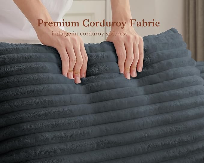GNIXUU Oversized Chaise Lounge Chair Indoor, Comfy Fluffy Boneless Lounge Sofa Upholstered Sleeper Sofa Couch with Throw Pillows and Armrests, Corduroy Plush Chair Bed for Living Room, Gray