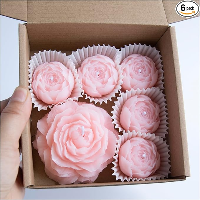 6pc Baby Shower Candle Favors for Guest DIY Floating Candles Party Favors Bulk Scented Tealight Candles Gender Reveal Gifts Return Gifts (Flower-Pink)