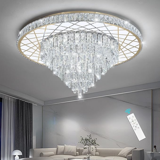 Luxury Modern Crystal Chandelier Lighting Elegant Dining Room Living Room Fixture Chandeliers with 60W LED Dimmable Lights Gold