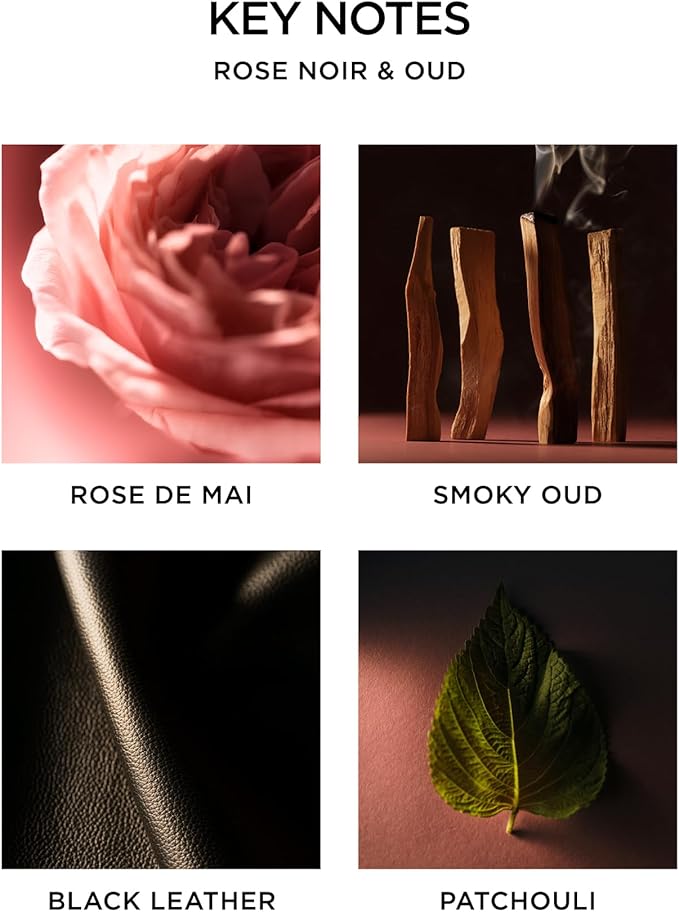 NEST New York Scented 3-Wick Candle, Rose Noir & Oud - 21.2 oz - Up to 100-Hour Burn Time - Reusable Glass Vessel