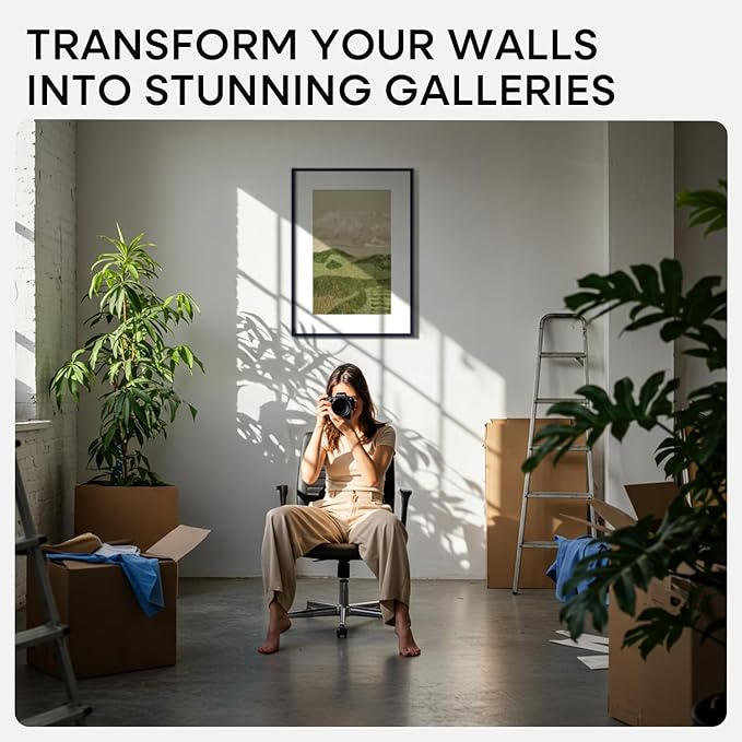 Homeforia 20x28 Frame Navy Blue, High End Metal 20x28 Poster Frames with Mat 14x22 inch Photo, 20 x 28 Navy Blue Picture Frame Matted to 14 by 22 Print, 28x20 Frame, Tempered Glass, Wall Kit, Set of 1