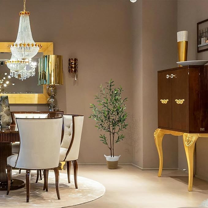 5ft (60”) Artificial Olive Tree, Tall Fake Olive Plant, Faux Olive Silk Tree for Mordern Indoor Home Livingroom Office Floor Corner Décor