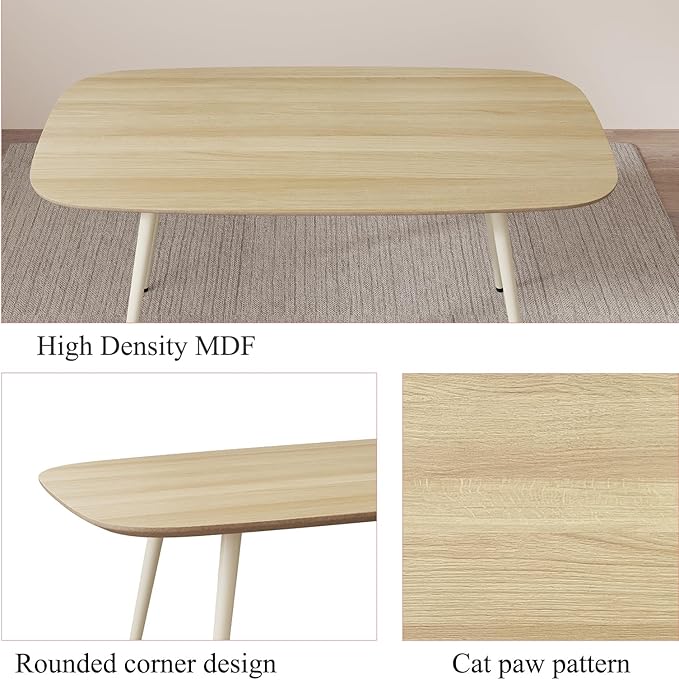 47.2'' Modern Solid Wood Dining Table Set for 4 with Scratch-Resistant Surface & 4 Black Leather Chairs - Cat-Friendly Kitchen Dining Room Furniture Set