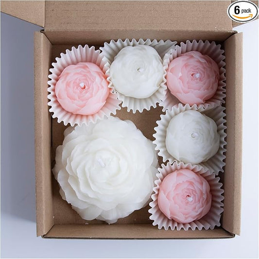 6pc Baby Shower Candle Favors for Guest DIY Floating Candles Party Favors Bulk Scented Tealight Candles Gender Reveal Gifts Return Gifts (Flower-p+w)