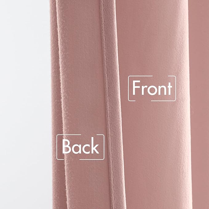 MIULEE Baby Pink Velvet Curtains 108 inches 2 Panels - Luxury Room Darkening Window Drapes for Bedroom Living Room Thermal Insulated Super Soft Blackout Extra Long, Back Tab Rod Pocket Pinch Pleated