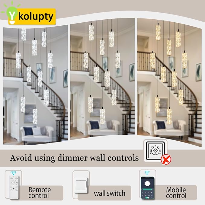 10-Light Modern LED Pendant Lighting Fixture for Kitchen Island Raindrop Crystal Chandelier Black Chandelier for Dining Room High Ceiling Chandelier for Staircase Foyer Hallway Villa