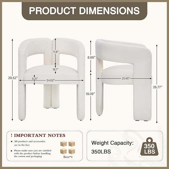 Modern Barrel Dining Chairs Set of 4, Upholstered Linen Dining Room Chair with Wooden Legs, Accent Chairs for Kitchen/Dining Room/Living Room, Grey