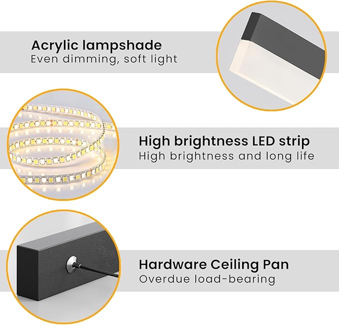 LED Linear Pendant Light Fixtures, Dimmable Island Lights for Kitchen Dining Room Office, 39.3inch Modern Pool Table Light for Billiard Room, Height Adjustable, Black