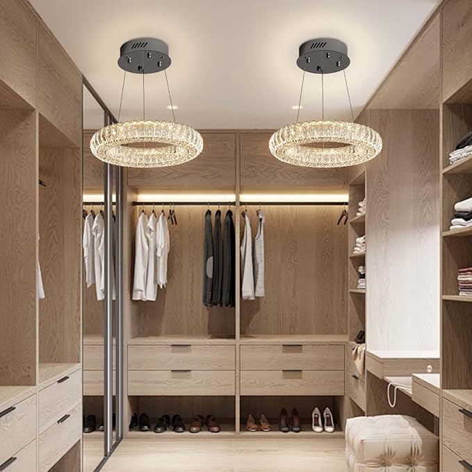 Modern LED Chandelier 1 Ring 8.7in Pendant Light for Kitchen Island Dimmable LED Ceiling Light Black Pendant Light for Dining Room Bedroom Living Room