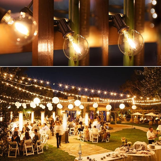 String Lights for Outside 150FT,Dimmable Waterproof Outdoor String Lights with 75+2 Shatterproof G40 Globe Bulbs Connectable LED Patio Lights, Commercial Hanging Lights for Christmas Backyard Party