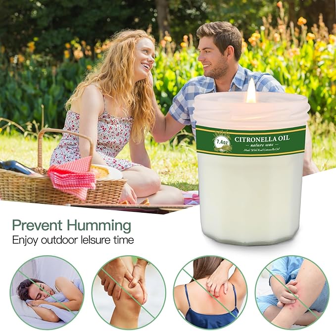 Citronella Candles Outdoor, 4 Pack 29.6oz Natural Soy Wax Citronella Candle up to 200 Hours Burning, Fresh Citronella Oil Candles Sets Summer Gifts for Garden, Patio, Yard, Balcony BBQ, Camping