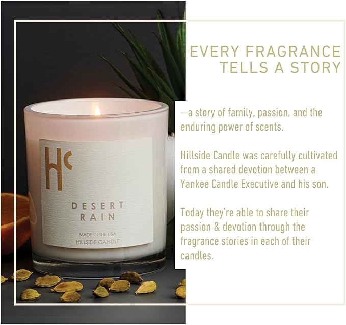 Desert Rain Single Wick Soy Candles, Luxury Scented Candles for Home - Up to 60 Hour Burn Time, Cruelty-Free Soy Wax Blend - Rain Fragrance, Notes of Cardamom & Apple Blossom (9 oz)