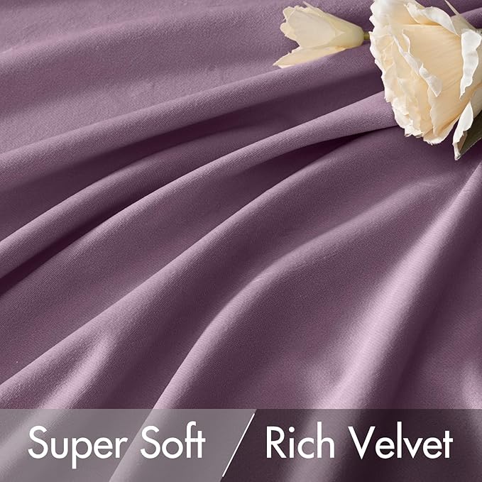MIULEE Lavender Velvet Curtains 108 inches - Luxury Blackout Curtains for Bedroom Living Room Thermal Insulated Super Soft Window Drapes Rod Pocket & Back Tab, W52 x L108 inches,Purple,2 Panels