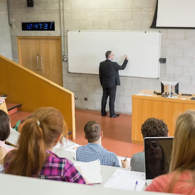 Ivation Oversized Large Digital Wall Clock - Big LED Digital Clock w/Large Display, Shelf or Wall Mount (24 Inch - Blue) 6 Brightness Levels | Time Memory | Remote, Mounting Holes & Hardware