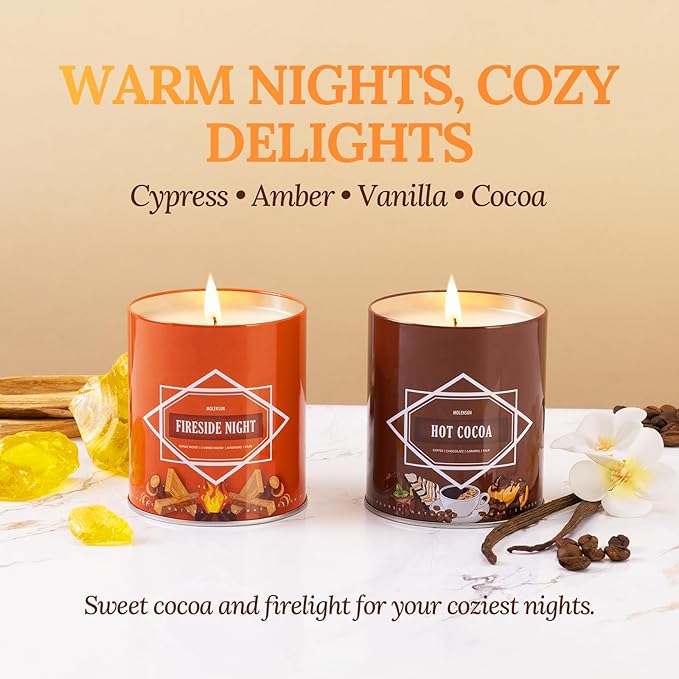 Fall Candles – 54oz (6×9oz) Soy Candles Gift Set with Autumn Scents: Pumpkin Spice, Cinnamon Clove, Apple Pie, Fireside Night, Hot Cocoa, Hello Fall – Gifts for Women & Men, Autumn Home Decor