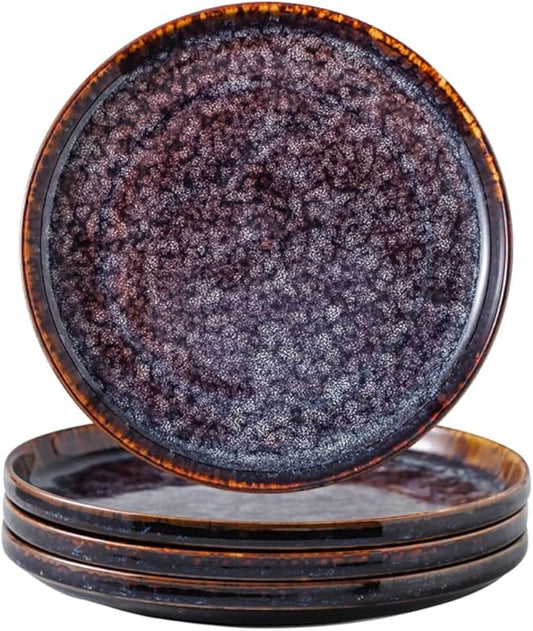 Ceramic dinner plates set of 4, Large Dinnerware Plates & Salad plates for party and wedding, Microwave safe porcelain plates set, 10 Inch
