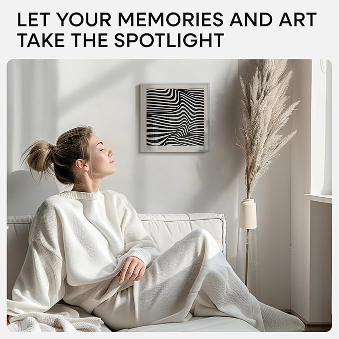 Homeforia 11x11 Picture Frame Silver, High End Metal 11 by 11 Square Frames with Mat 9 x 9 Photo, 11x11 Thin Poster Frame Matted to 9x9 inch Art, Wall Hanging Frame, Tempered Glass, Wall Kit, Set of 3