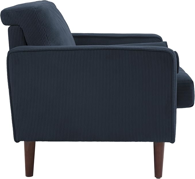 UIXE Accent Chair Corduroy Fabric Upholstered Armchair for Living Room, Mid-Century Modern Arm Chair Comfy Single Sofa Bedroom Side Reading Seat - Navy Blue