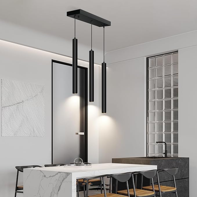 OKELI Modern 3-Light Pendant Light Fixtures Square Pendant Lights Kitchen Island LED Minimalist Pendant Lighting Fixture for Kitchen,Dinning Room,Bedroom,Hallway,Bar