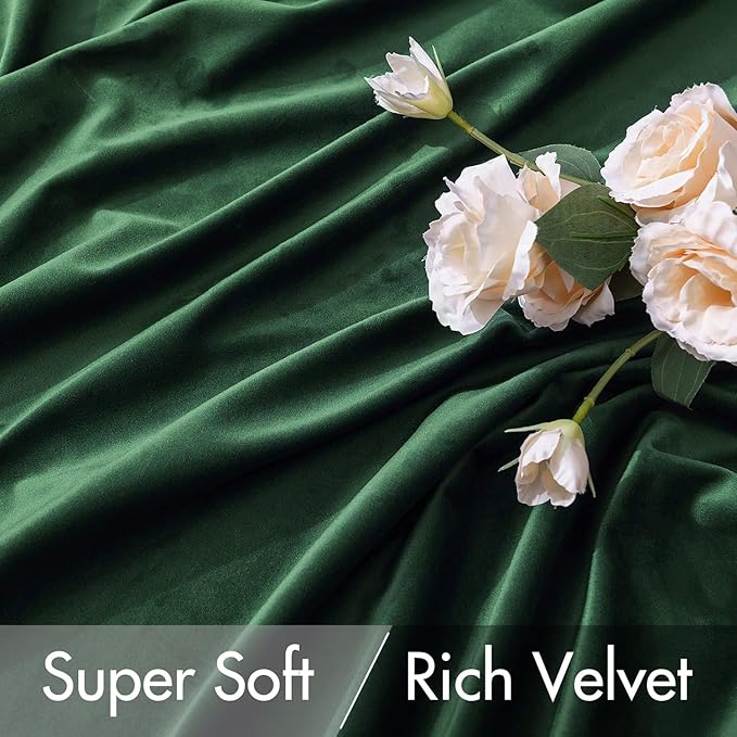 MIULEE Velvet Curtains 90 inches - Luxury Christmas Blackout Curtains for Bedroom Living Room Thermal Insulated Super Soft Window Drapes Rod Pocket & Back Tab, Hunter Green, W52 x L90 inches, 2 Panels