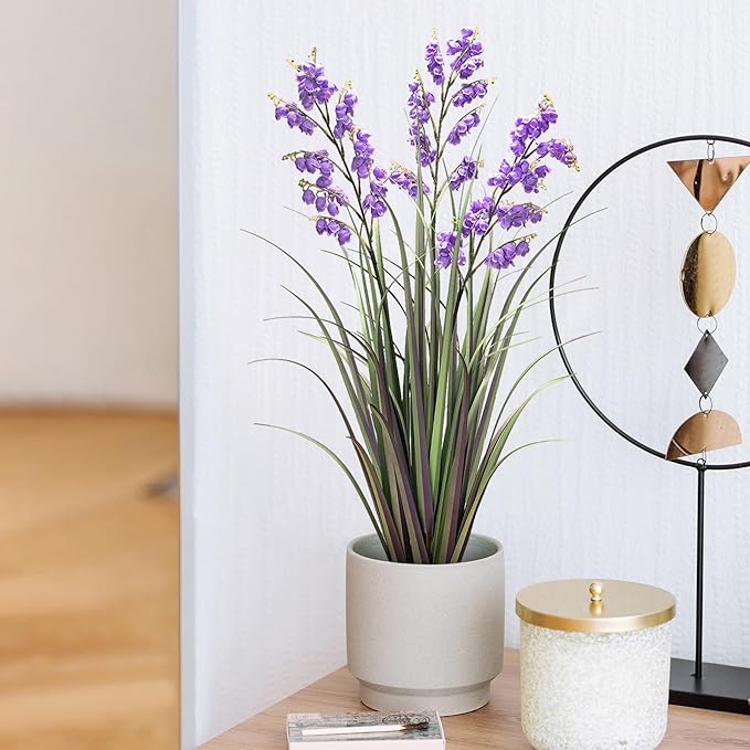 Green Onions Home Decor Fake Plants Lily of The Valley Snake Plant Home DéCor Accents Artificial Grass Room Decor Artificial Plants Indoor Artificial Grass 36" 1 Pack(Purple)