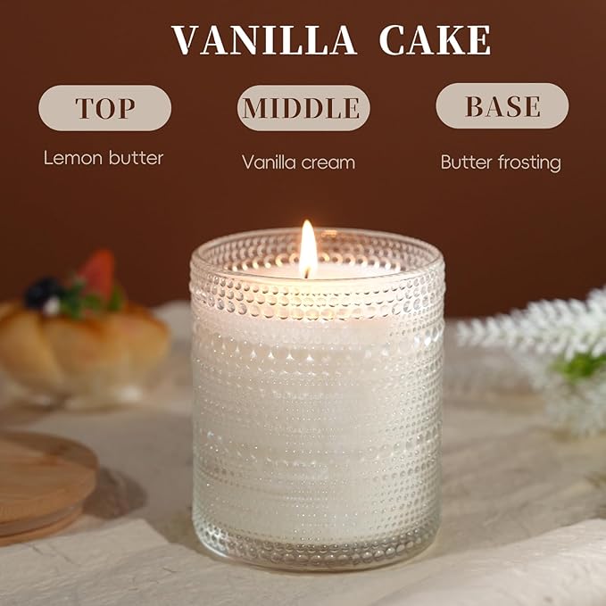 Vanilla Cupcake Scented Candles, Natural Soy Vanilla Candles for Home Scented, Aromatherapy Candles in Glass Over 60 Hours Burn Time Ideal for Gifting