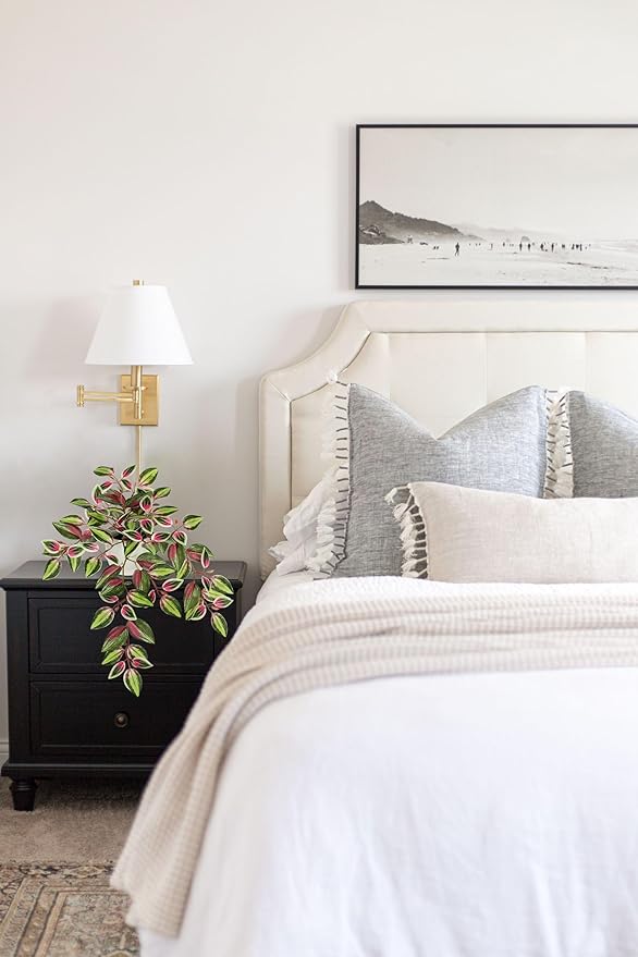 Briful Small Faux Plants Indoor Artificial Potted Silk Plants Fake Watermelon Peperomia Trailing Vine Plant for Home Office Bathroom Table Shelf Mantle Modern Decoration(Red Green- 1 Pack)