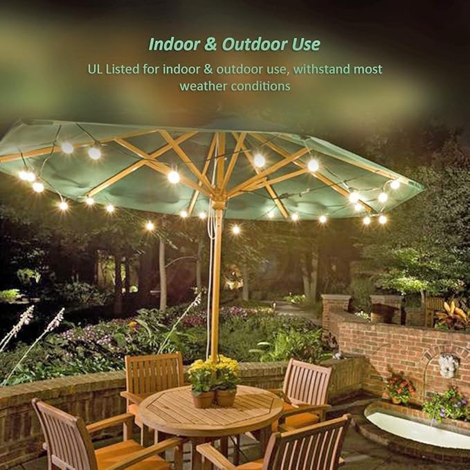 SUNSGNE 25Ft Christmas String Lights, G40 Globe String Light with 27 Clear Bulbs, UL Certified for Outdoor Indoor Garden Party Wedding Pergola Backyard Patio Xmas Decoration, Green Wire