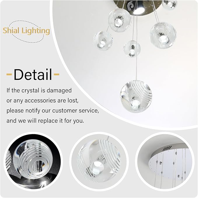 Modern Staircase Chandelier Crystal Pendant Light Raindrop Chandeliers Crystal Ball High Ceiling Light for Living Room Stair Entryway Hallway Foyer