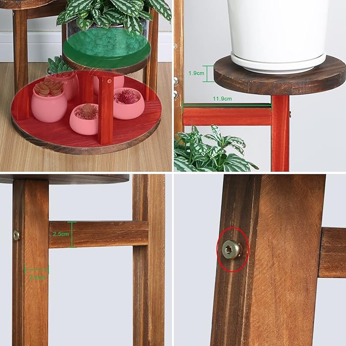 Plant Stand Indoor,5 Tier Plant Stand for Multiple Plant,Wood Plant Shelf Corner Tall Plant Holder Flower Stand for Balcony Office Living Room Garden Patio(Brown)