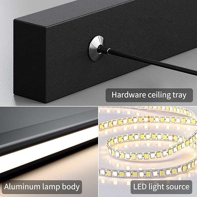 Linear Pendant Light Fixtures, 20W LED Island Lights with Remote, 31" Modern Pendant Light for Kitchen Island Dining Room Billiard Room Office Bar, 3000k-6000k Dimmable, Black