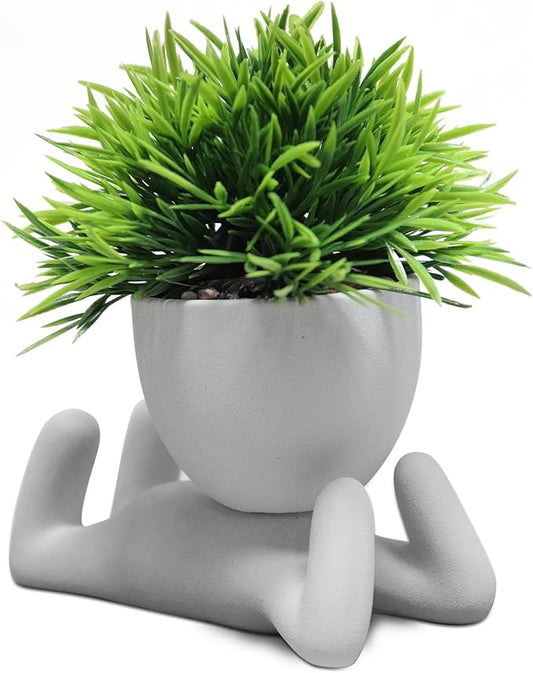 Zerzsy Faux Succulents in Cement Pots Potted Mini Fake Plants for Desk Decoration,Kitchen Shelf Decor, Office Decor for Women, Bathroom Shelf PlantDecor -Set of 1