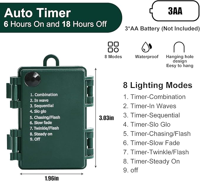 Battery Operated String Lights Waterproof 16FT 30 LED 8 Modes Fairy Garden Globe String Lights with Timer for Christmas Tree Holiday Outdoor Indoor Patio Party Decor, Warm White (2 Pack)