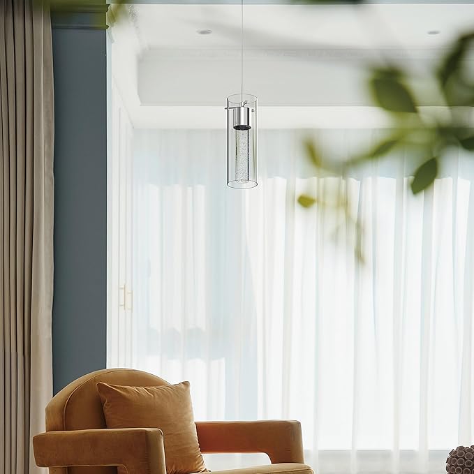 Alice 1-Light Pendant Ceiling Light Fixture, Integrated Led and Premium Bubble Glass, for Kitchen Island, Hallway, Entryway, Passway, Dining Room, Bedroom, Balcony Living Room