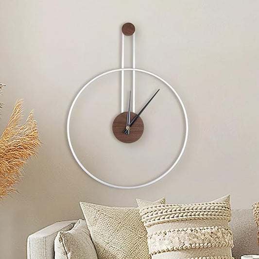 Modern Wall Clock Large Wall Clocks with Walnut Dial Silent Non-Ticking for Living Room Home Decor Bedroom Kitchen Office 17.8''× 24.4'' (Silver, Medium)