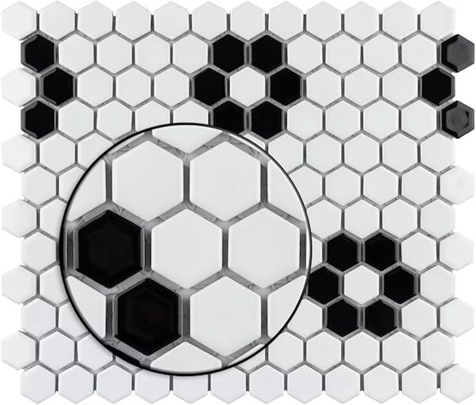 Tenedos Hexagon Glossy White Flower Porcelain Mosaic Tile – Kitchen Backsplash, Bathroom Wall & Shower Floor Tile (5 Sheets)