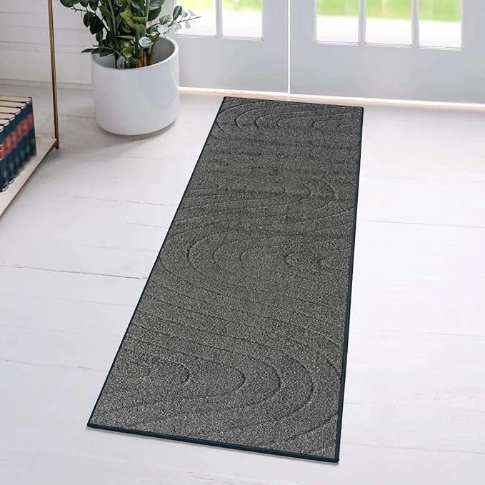 LUXE WEAVERS Modern Geometric Wave Anthracite 2x8 Area Rug