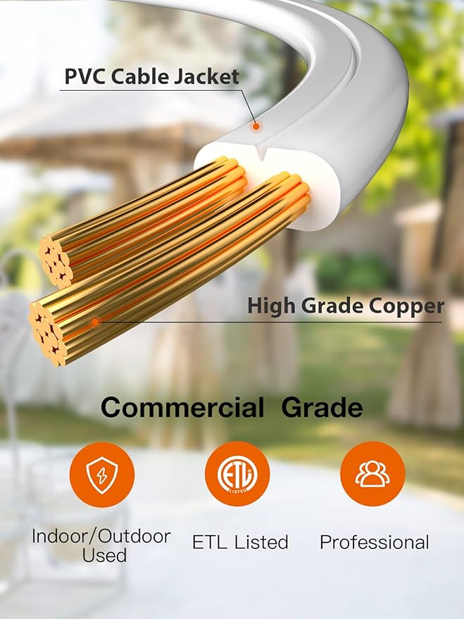 addlon 96FT(48FT*2) Outdoor String Lights White Commercial Grade Weatherproof Strand, 36 Edison Vintage Bulbs, 30 Hanging Sockets 6 Spare Bulbs, ETL Listed Decorative Lights for Patio Garden