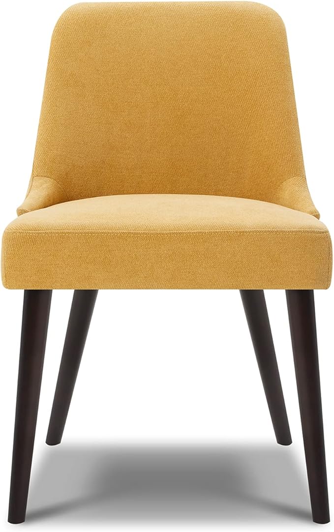CHITA Mid-Century Modern Dining Chair, Upholstered Fabric Accent Chair, Set of 2,Canary Yellow in Fabric