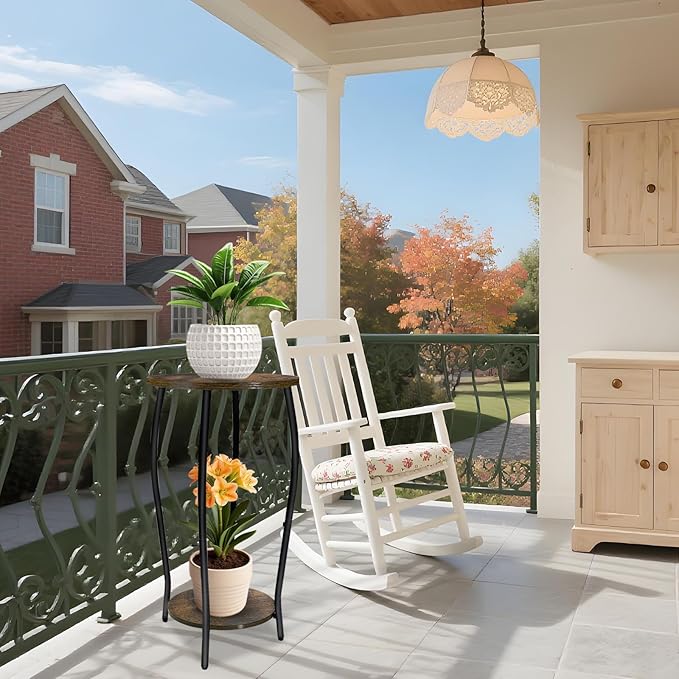 Plant Stand Indoor, 2 Tier Tall Wood Plant Stand, 4-Leg Floor Corner Plant Stands, Heavy Duty Plant Shelf Plant Rack Flower Stands For Home Decor, Brown