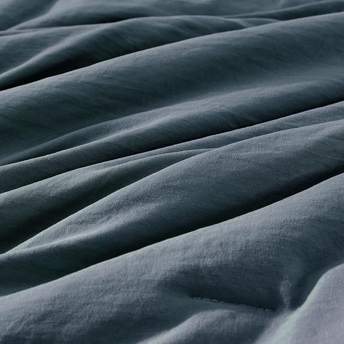 WRENSONGE Queen Comforter Set - 7 Pieces Blue Grey Bed in a Bag Queen with Sheets, 2 Pillow Shams, and 2 Pillowcases- Warm Bedding Sets Queen for All Season